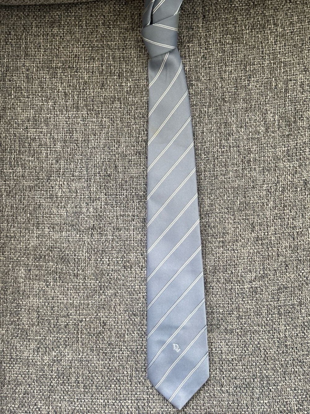 Vintage 90s Christian Dior Paris NewYork Striped Tie Front Monogram 54’ 3’ Stain